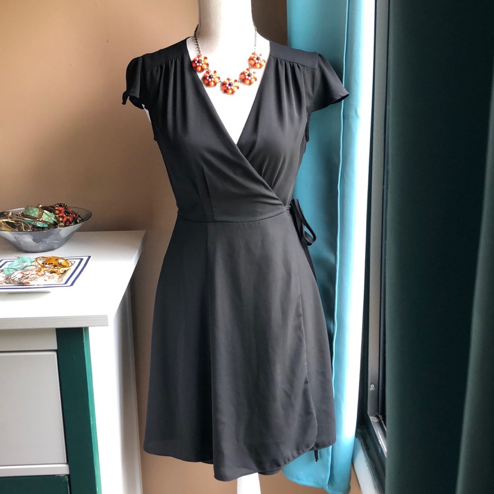 Abbeline Black Wrap Dress